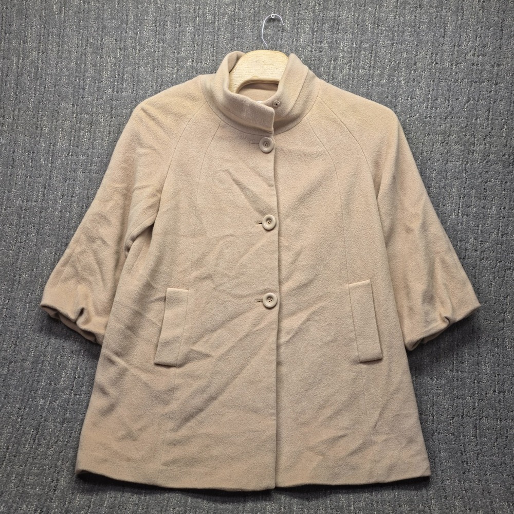 Pendleton Wool Angora Coat Sz 18 Beige Swing Jacket Mock Neck Button Plus Womens
